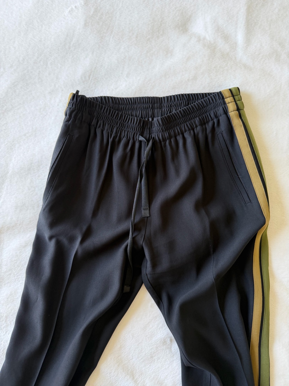 Zadig & Voltaire Black Joggers with Olive & Tan Side Stripes Poeme